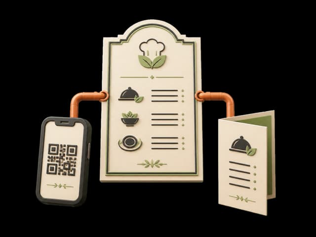 One menu synchronized across QR and print