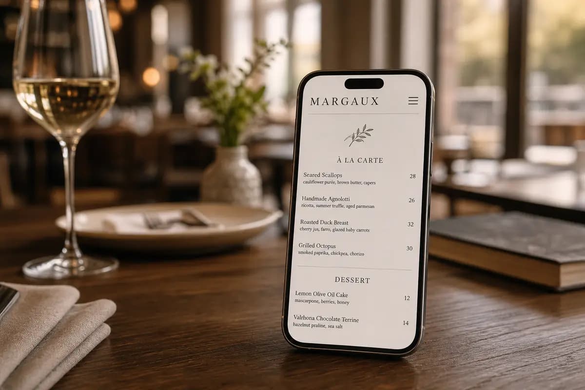 Hosted MenuCrafters menu on a phone