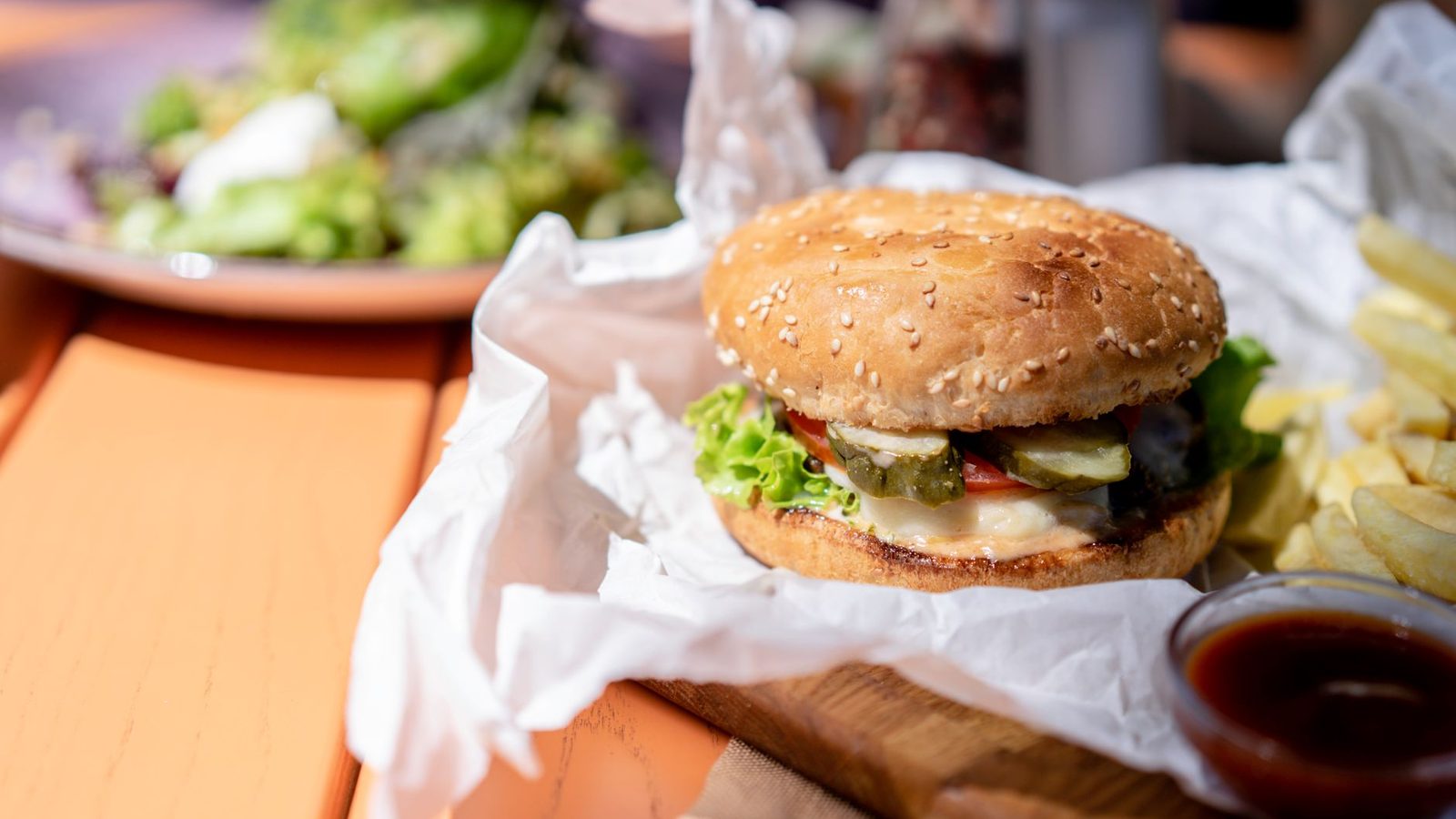 Example one-page burger menu layout with signature burgers and combos